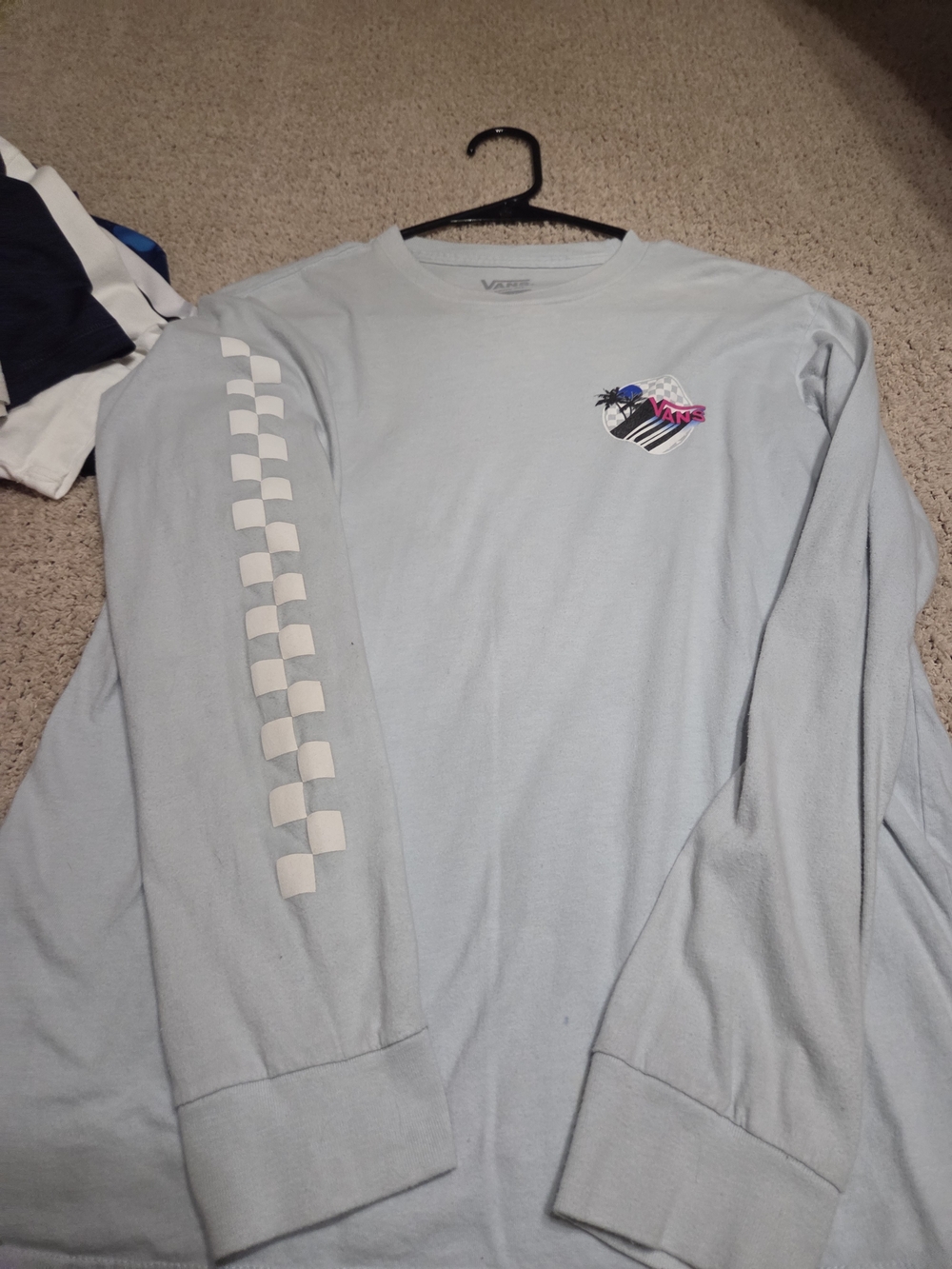 Vans Light Blue Long-Sleeve Checkerboard Tee
